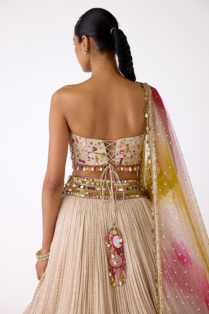 Beige Chinon Wedding Lehenga Set by Basanti - Kapde aur Koffee at Pernia's Pop Up Shop
