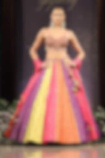 Multi-Colored Chinon Sequins Embroidered Wedding Lehenga Set by Basanti - Kapde aur Koffee at Pernia's Pop Up Shop