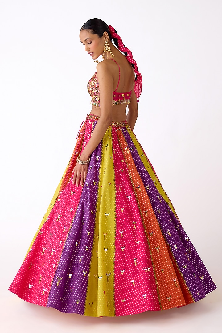 Multi-Colored Chinon Sequins Embroidered Wedding Lehenga Set by Basanti - Kapde aur Koffee at Pernia's Pop Up Shop