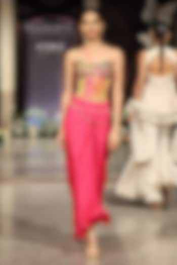 Pink Chinon Draped Skirt Set by Basanti - Kapde aur Koffee at Pernia's Pop Up Shop
