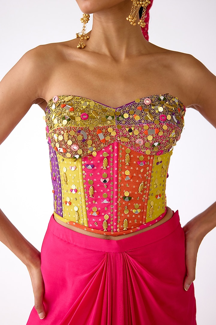 Pink Chinon Draped Skirt Set by Basanti - Kapde aur Koffee at Pernia's Pop Up Shop