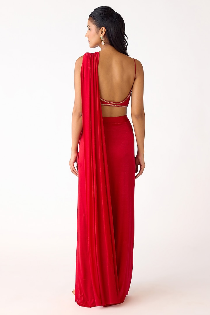 Red Viscose Organza Sequins embroidered Cape Set by Basanti - Kapde aur Koffee at Pernia's Pop Up Shop