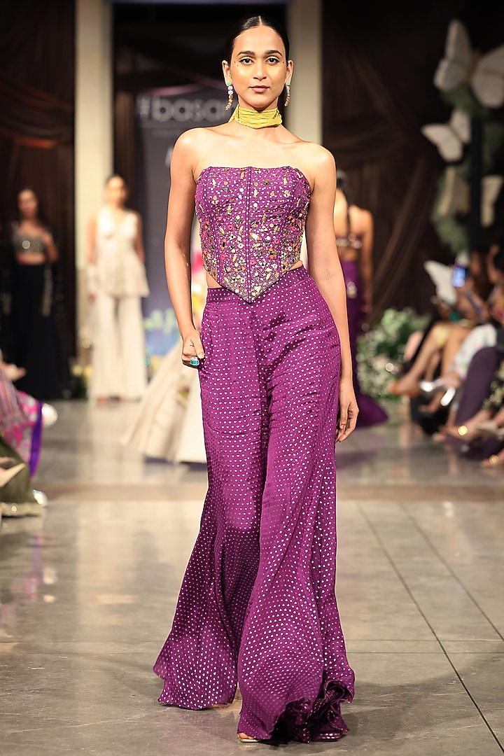 Purple Chinon Party Wear Sharara Set by Basanti - Kapde aur Koffee at Pernia's Pop Up Shop