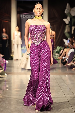 Purple Chinon Sharara Set by Basanti - Kapde aur Koffee