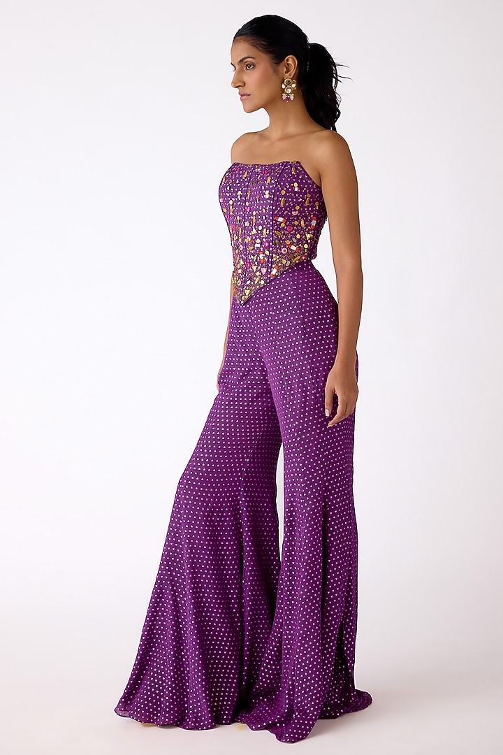 Purple Chinon Party Wear Sharara Set by Basanti - Kapde aur Koffee at Pernia's Pop Up Shop