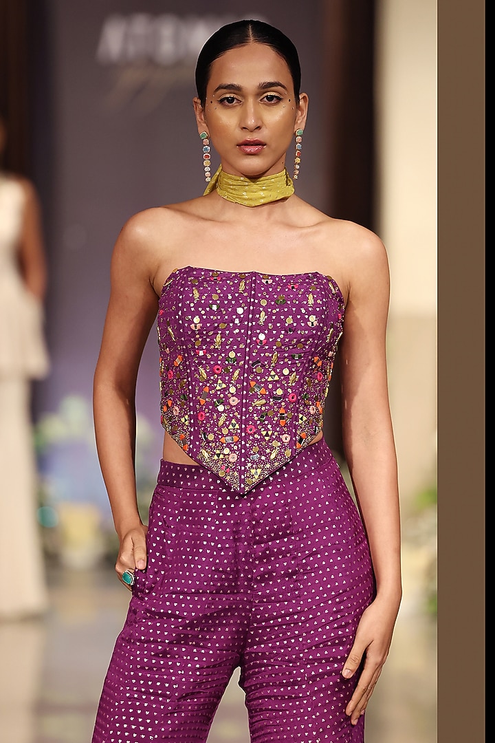 Purple Chinon Party Wear Sharara Set by Basanti - Kapde aur Koffee at Pernia's Pop Up Shop