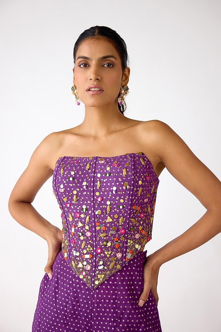Purple Chinon Party Wear Sharara Set by Basanti - Kapde aur Koffee at Pernia's Pop Up Shop