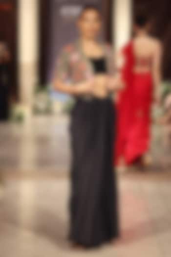 Black Viscose Lycra Draped Skirt Set by Basanti - Kapde aur Koffee at Pernia's Pop Up Shop