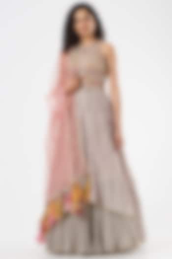 Pastel Grey Resham Embroidered Lehenga Set by Basanti - Kapde aur Koffee at Pernia's Pop Up Shop