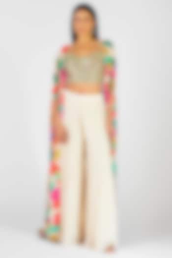 Multi-Colored Georgette Sequins Embroidered Cape Set by Basanti - Kapde aur Koffee at Pernia's Pop Up Shop