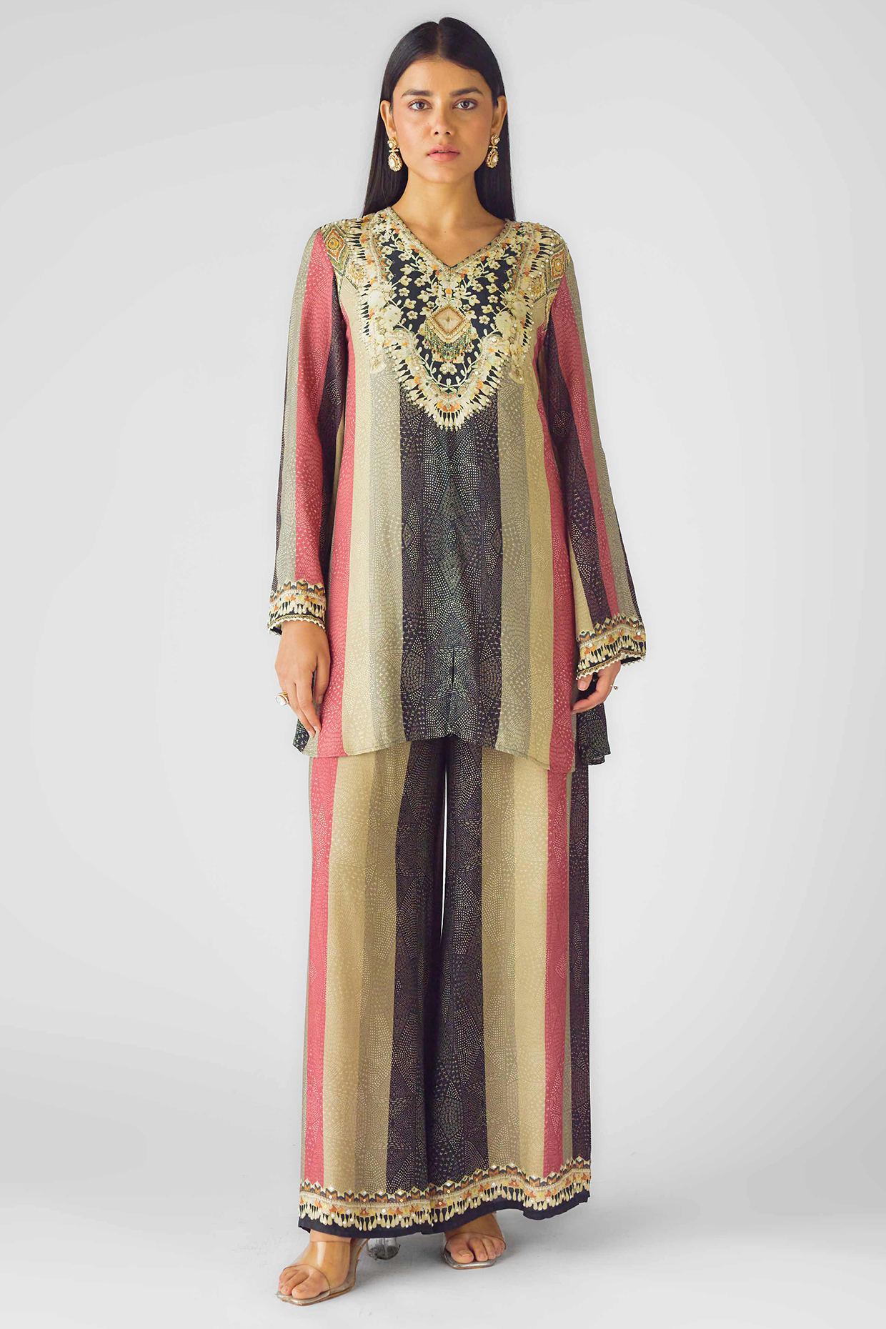 Pink Muslin Sequins Embroidered Co-Ord Set by Basanti - Kapde aur Koffee at Pernia's Pop Up Shop