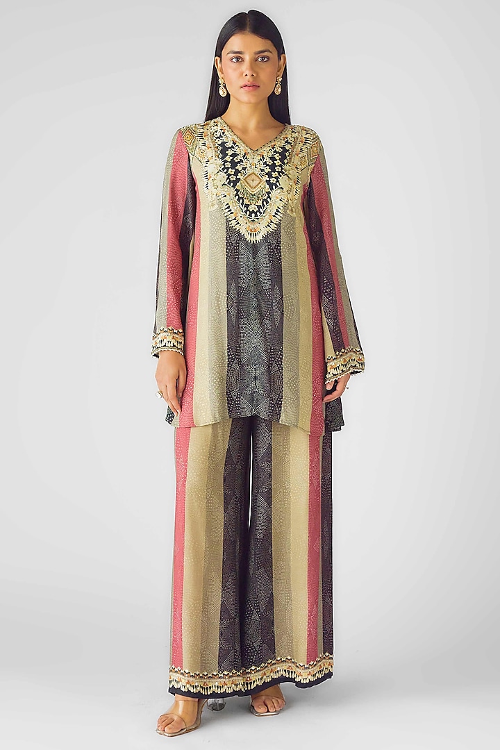 Pink Muslin Sequins Embroidered Co-Ord Set by Basanti - Kapde aur Koffee at Pernia's Pop Up Shop