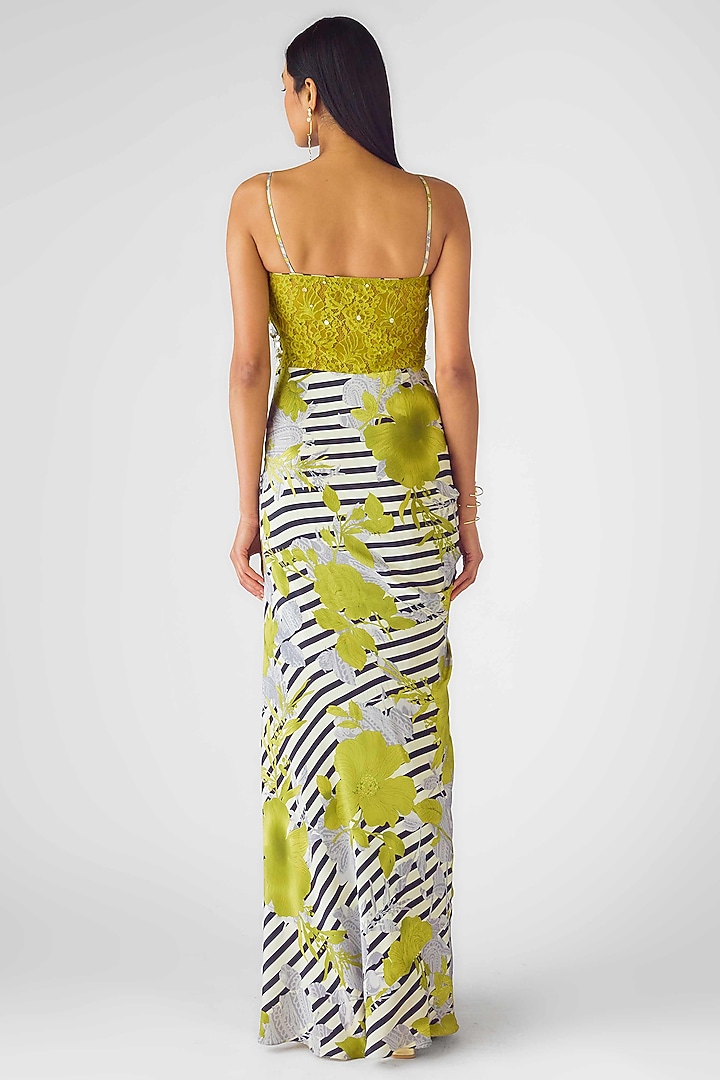 Green Crepe Sequins Embroidered Gown by Basanti - Kapde aur Koffee at Pernia's Pop Up Shop