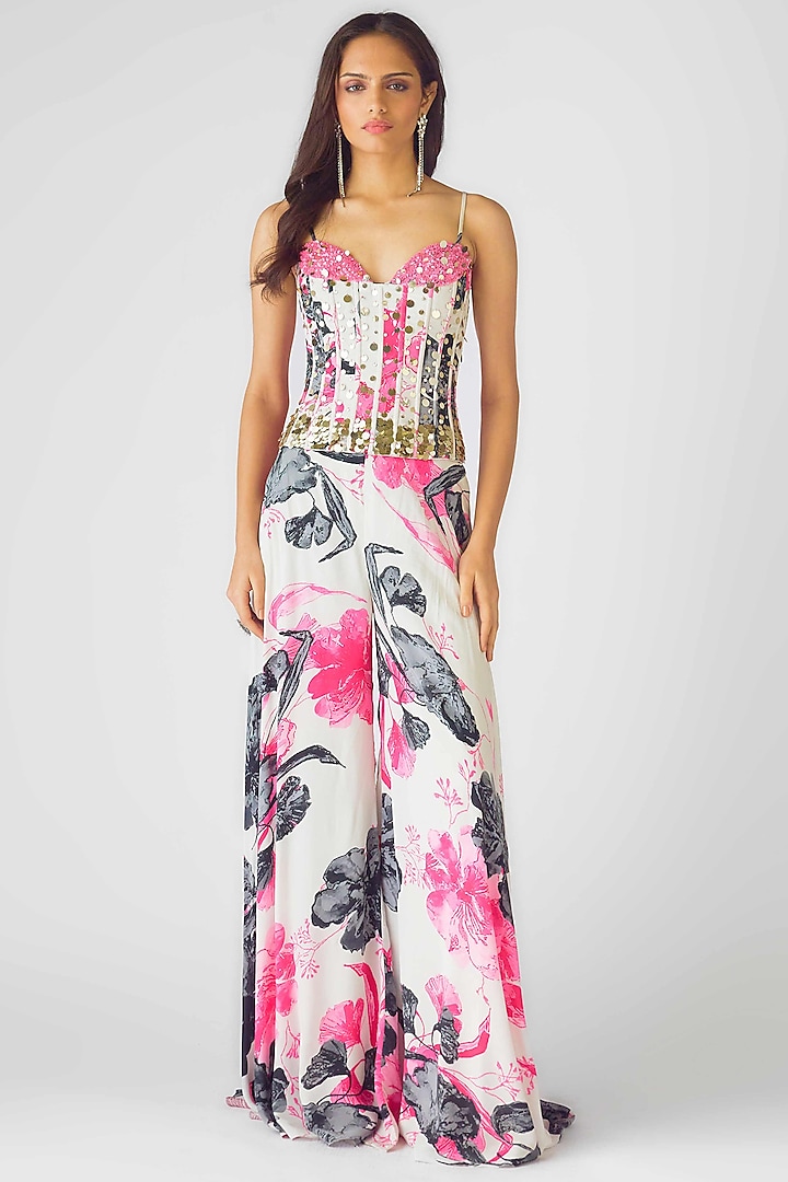 Pink Crepe Sequins Embroidered Sharara Set by Basanti - Kapde aur Koffee at Pernia's Pop Up Shop