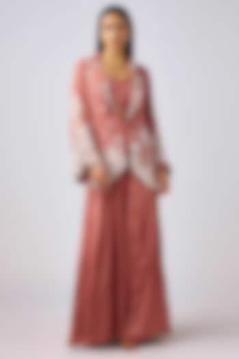 Pink Georgette Sequins Embroidered Cape Set by Basanti - Kapde aur Koffee at Pernia's Pop Up Shop