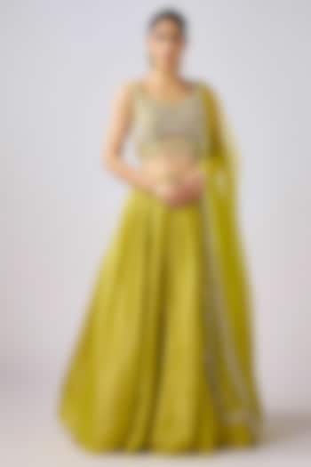 Lime Tissue Sequins Embroidered Lehenga Set by Basanti - Kapde aur Koffee at Pernia's Pop Up Shop