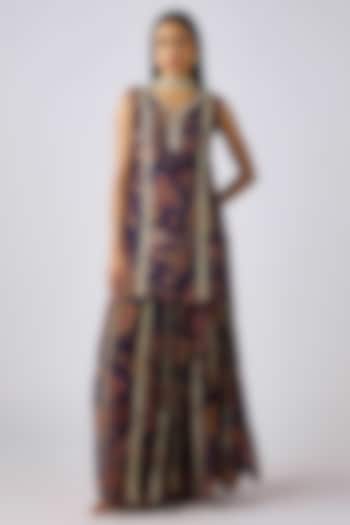 Blue Georgette Party Wear Sharara Set by Basanti - Kapde aur Koffee at Pernia's Pop Up Shop