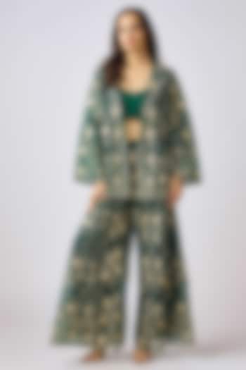 Green Chantilly Net Pearl Embroidered Co-Ord Set by Basanti - Kapde aur Koffee at Pernia's Pop Up Shop