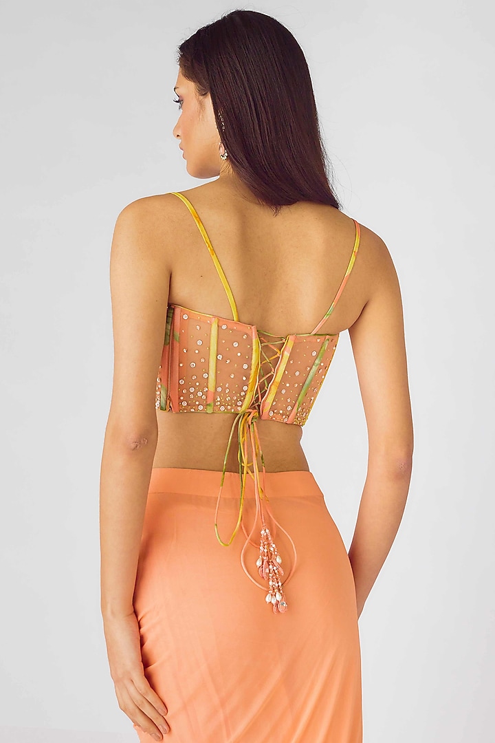 Orange Georgette Sequins Embroidered Cape Set by Basanti - Kapde aur Koffee at Pernia's Pop Up Shop