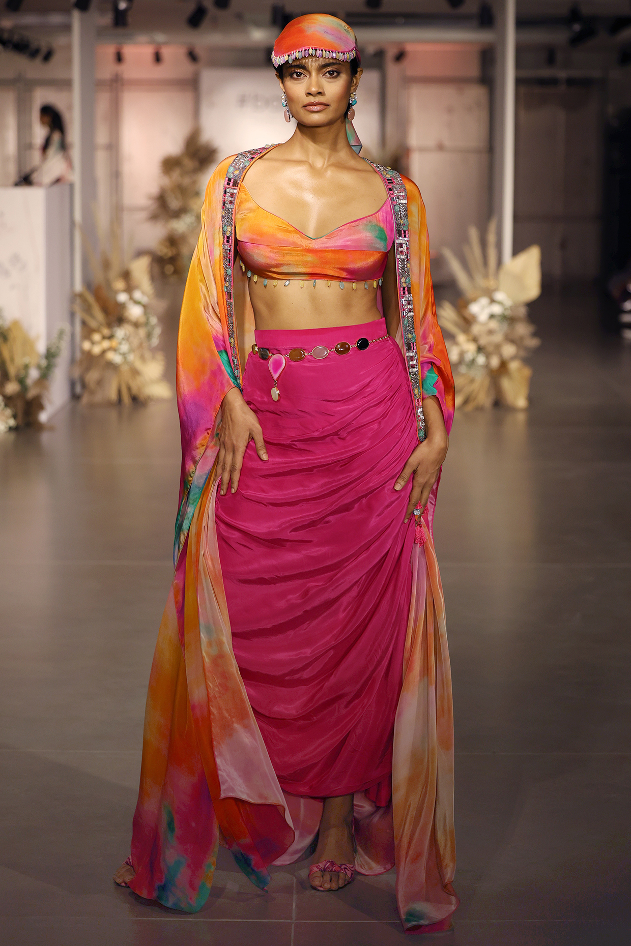 Multi-Colored Crepe Mirror Work Cape Set by Basanti - Kapde aur Koffee at Pernia's Pop Up Shop