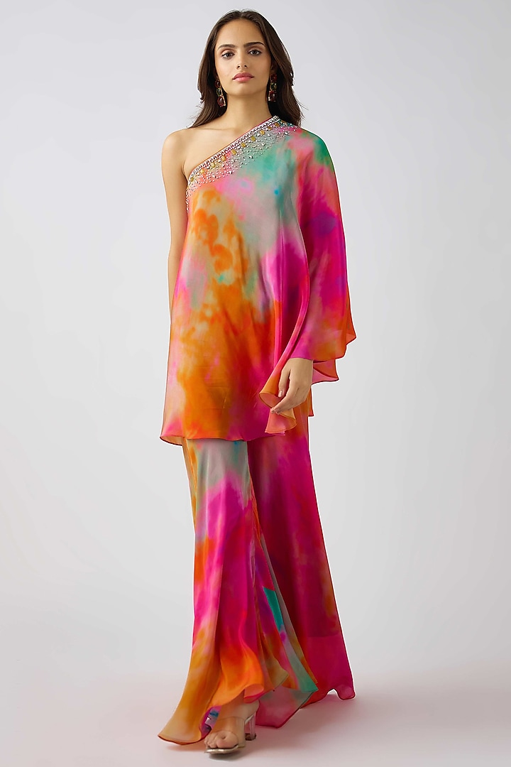 Multi-Colored Crepe Bead Embroidered Cape Set by Basanti - Kapde aur Koffee at Pernia's Pop Up Shop