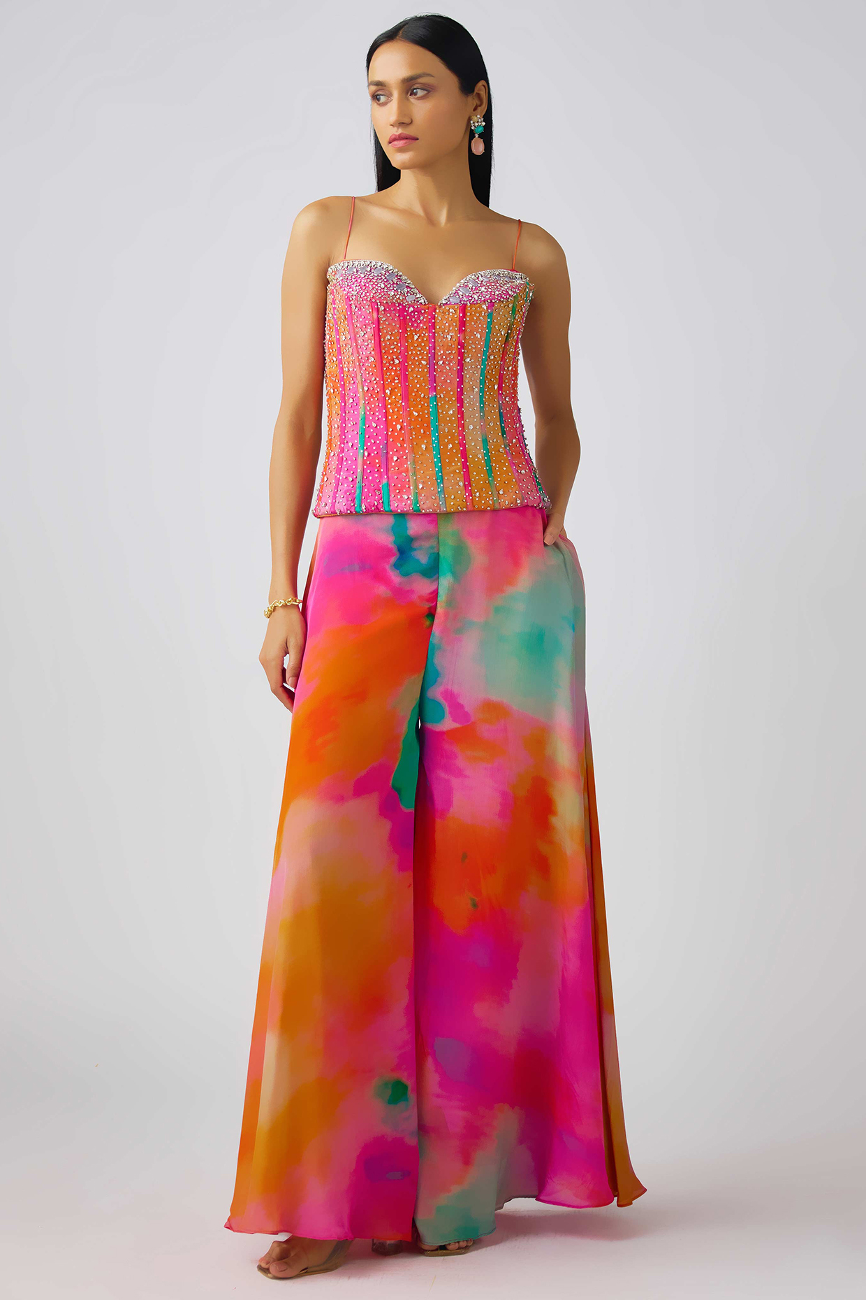 Multi-Colored Crepe Party Wear Sharara Set by Basanti - Kapde aur Koffee at Pernia's Pop Up Shop