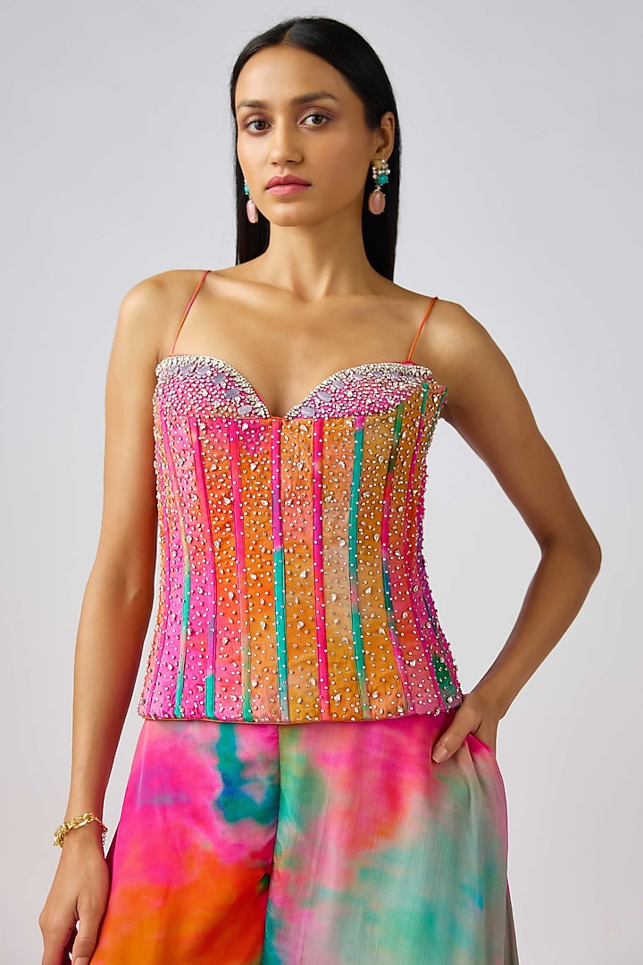 Multi-Colored Crepe Party Wear Sharara Set by Basanti - Kapde aur Koffee at Pernia's Pop Up Shop