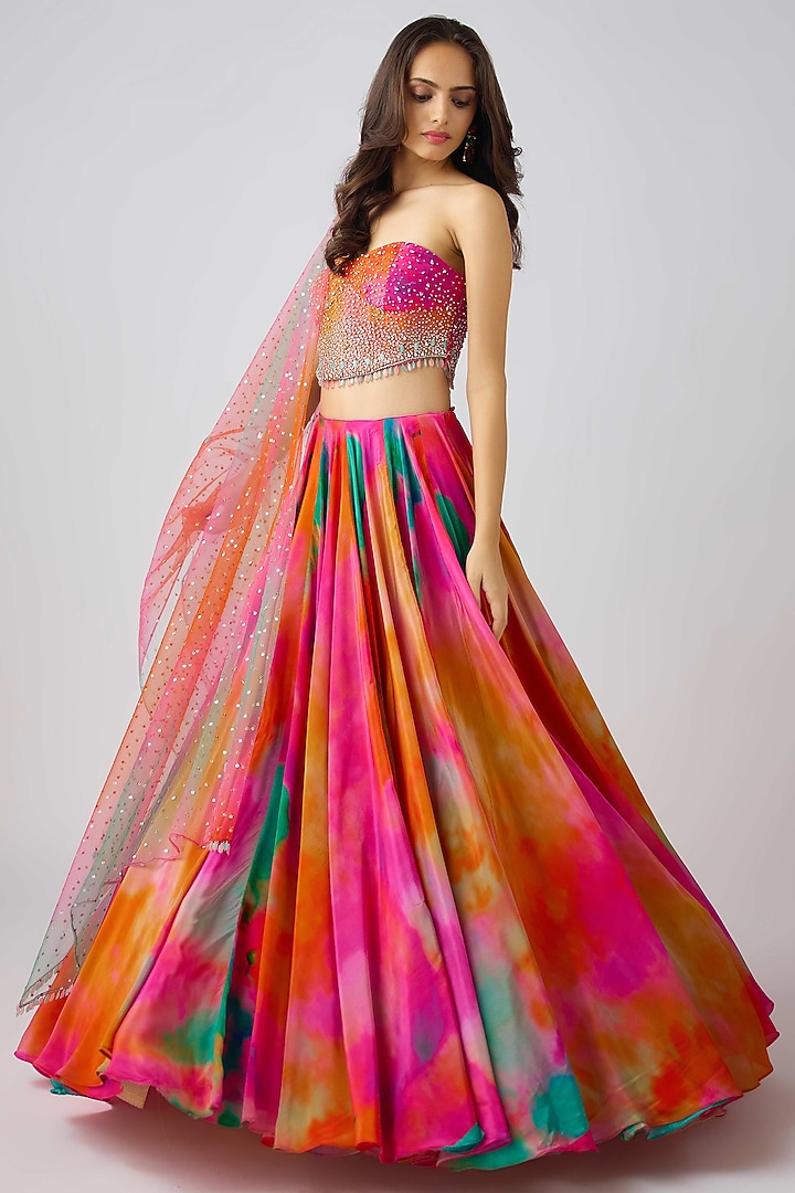 Multi-Colored Crepe Wedding Lehenga Set by Basanti - Kapde aur Koffee at Pernia's Pop Up Shop