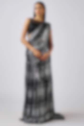 Black Georgette Sequins Embroidered Pre-Draped Party Wear Saree Set by Basanti - Kapde aur Koffee at Pernia's Pop Up Shop