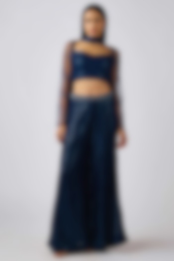 Blue Georgette Sequins Embroidered Party Wear Sharara Set by Basanti - Kapde aur Koffee at Pernia's Pop Up Shop