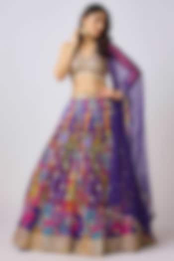 Purple Georgette Mirror Work Wedding Lehenga Set by Basanti - Kapde aur Koffee at Pernia's Pop Up Shop