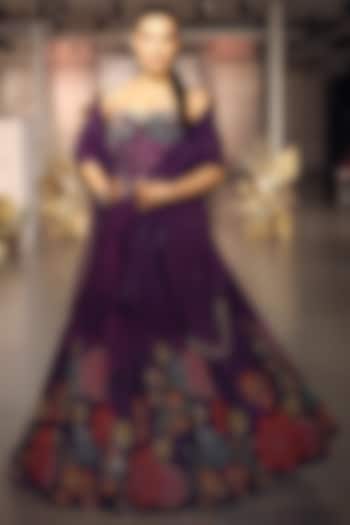 Purple Georgette Embroidered Wedding Lehenga Set by Basanti - Kapde aur Koffee at Pernia's Pop Up Shop