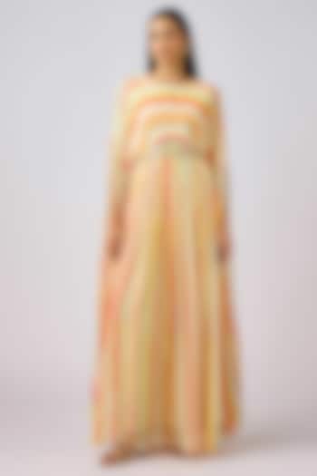 Yellow Georgette Crystal Embellished Summer Dress by Basanti - Kapde aur Koffee at Pernia's Pop Up Shop