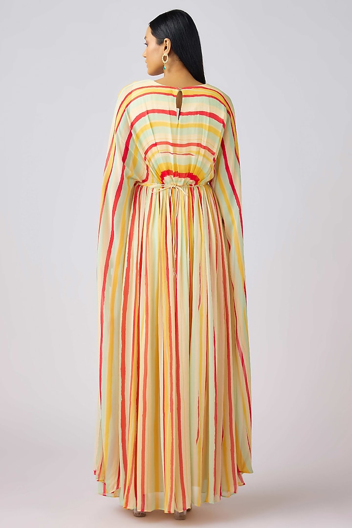 Yellow Georgette Crystal Embellished Summer Dress by Basanti - Kapde aur Koffee at Pernia's Pop Up Shop