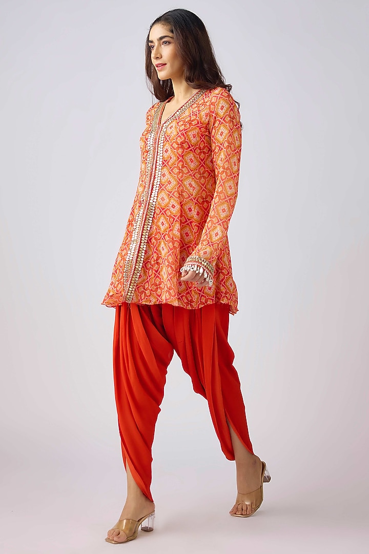 Orange Georgette Dhoti Pant Set by Basanti - Kapde aur Koffee at Pernia's Pop Up Shop