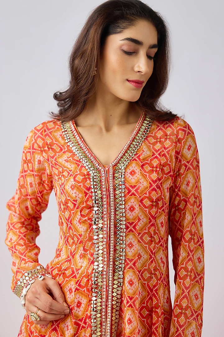 Orange Georgette Dhoti Pant Set by Basanti - Kapde aur Koffee at Pernia's Pop Up Shop