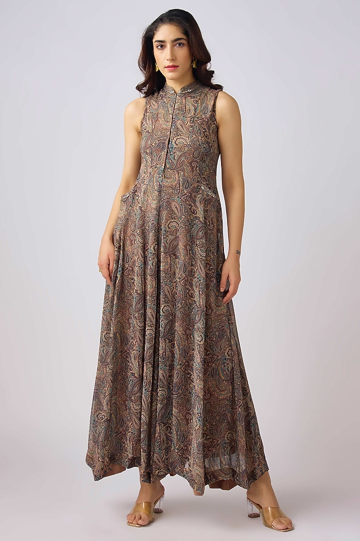 Beige Georgette Cutdana Embellished Jumpsuit by Basanti - Kapde aur Koffee at Pernia's Pop Up Shop