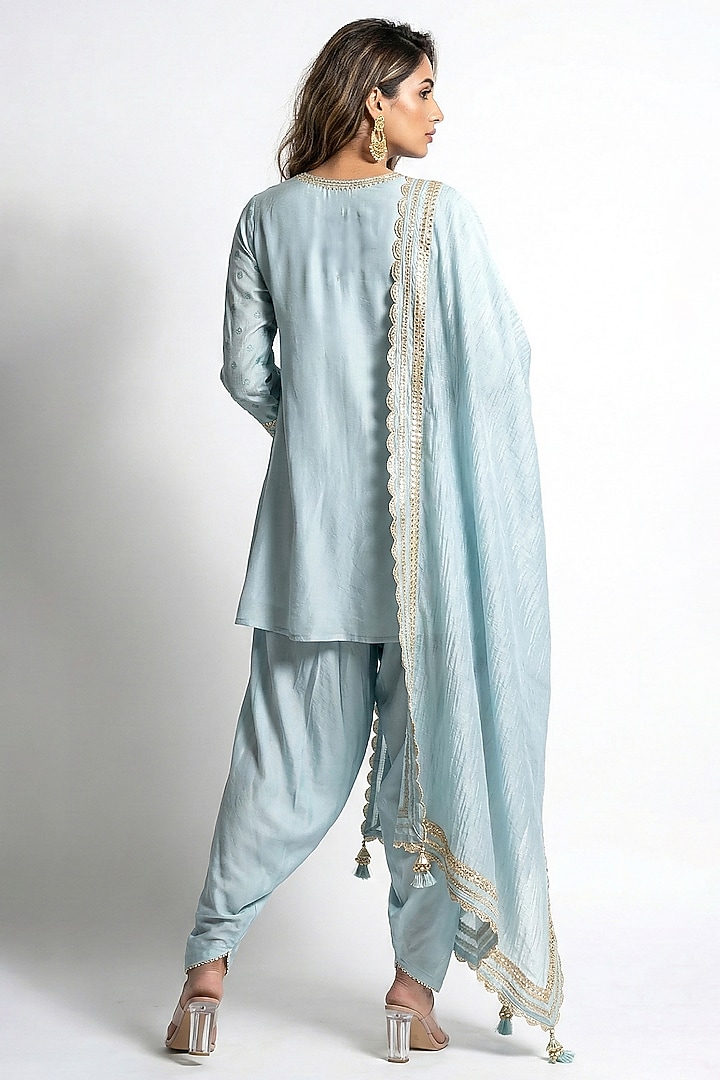 Blue Linen Gota Work Kurta Set by Basanti - Kapde aur Koffee at Pernia's Pop Up Shop