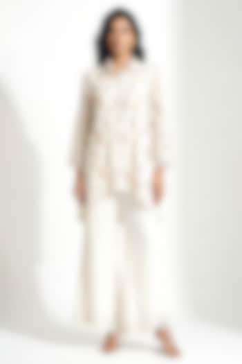 Ivory Chanderi Threadwork Co-Ord Set by Basanti - Kapde aur Koffee at Pernia's Pop Up Shop