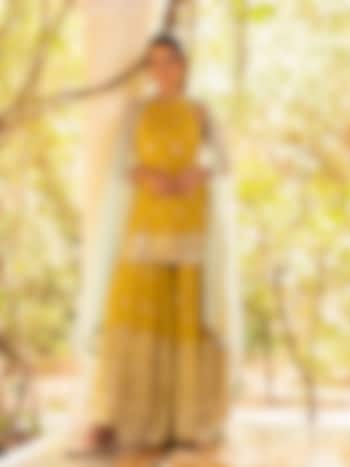 Yellow Georgette Party Wear Sharara Set by Basanti - Kapde aur Koffee at Pernia's Pop Up Shop