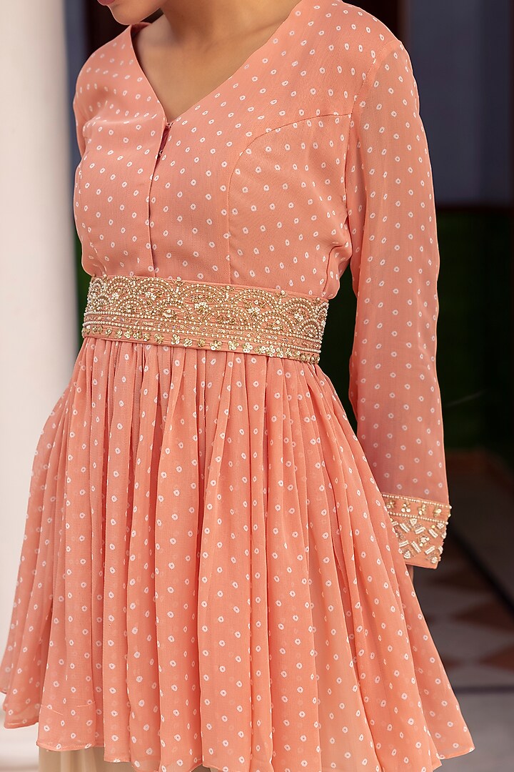 Beige Silk Dhoti Set With Belt by Basanti - Kapde aur Koffee at Pernia's Pop Up Shop