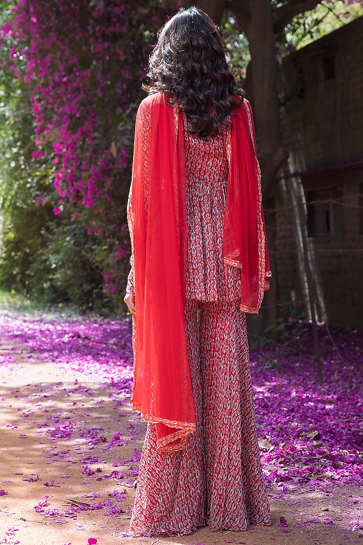 Red Embroidered Sharara Set by Basanti - Kapde aur Koffee at Pernia's Pop Up Shop