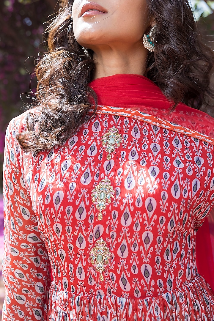 Red Embroidered Sharara Set by Basanti - Kapde aur Koffee at Pernia's Pop Up Shop