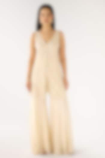 Ivory Georgette Embroidered Party Wear Sharara Set by Basanti - Kapde aur Koffee at Pernia's Pop Up Shop