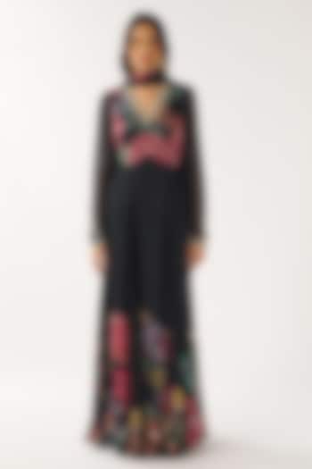 Black Georgette Mirror Embroidered Anarkali Set by Basanti - Kapde aur Koffee at Pernia's Pop Up Shop
