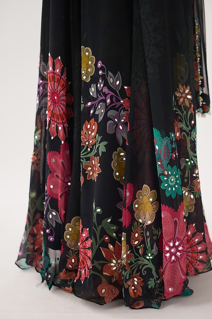 Black Georgette Mirror Embroidered Anarkali Set by Basanti - Kapde aur Koffee at Pernia's Pop Up Shop