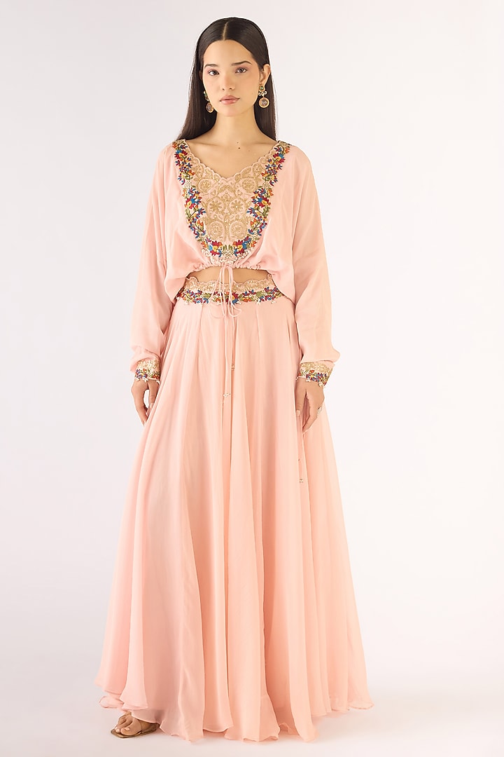 Pink Satin Crepe Sharara Set by Basanti - Kapde aur Koffee at Pernia's Pop Up Shop