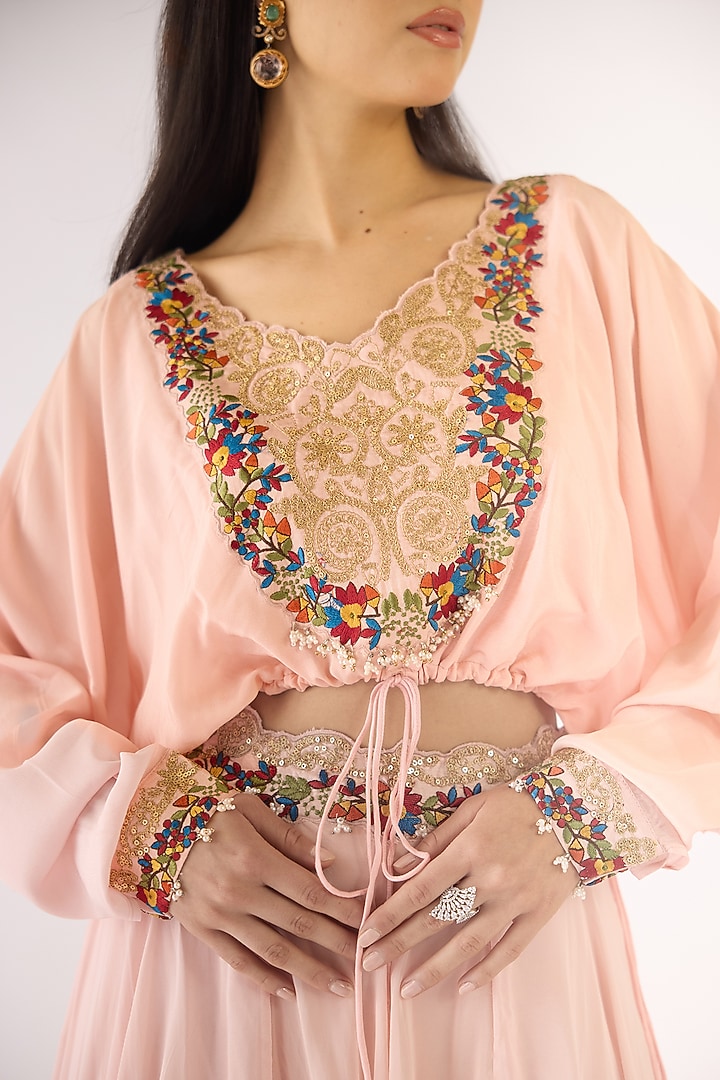 Pink Satin Crepe Sharara Set by Basanti - Kapde aur Koffee at Pernia's Pop Up Shop