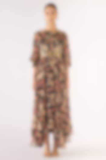 Blue Organza Printed Maxi Summer Dress by Basanti - Kapde aur Koffee at Pernia's Pop Up Shop