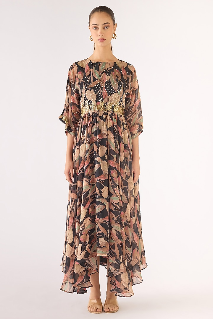 Blue Organza Printed Maxi Summer Dress by Basanti - Kapde aur Koffee at Pernia's Pop Up Shop